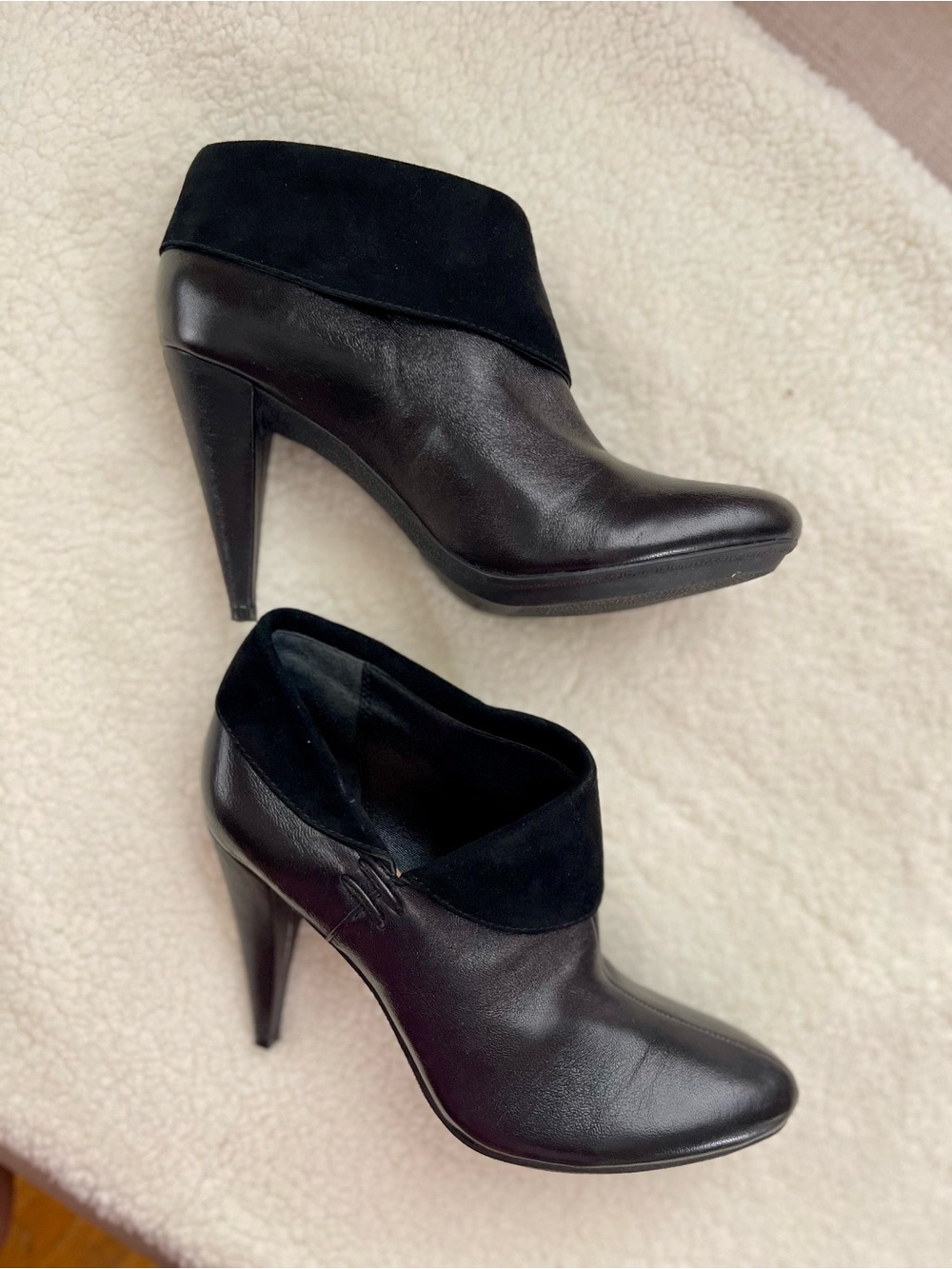 Coach Leather Fold-Over Ankle Booties